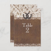 Rustikale Hufeisen & Spitzen Tischnummern (Vorne/Hinten)