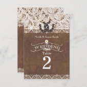 Rustikale Hufeisen & Spitzen Tischnummern (Vorne/Hinten)