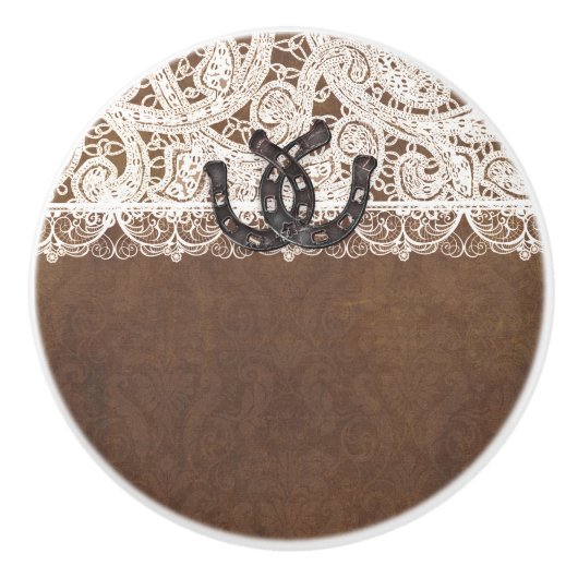 Rustikale Hufeisen & Spitzen Western Elegant Keramikknauf (Vorderseite)