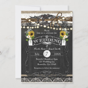 Rustikale Hufeisen- und Blumen-Hochzeitseinladunge Einladung