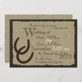 Rustikale Hufeisen und Burlap-Hochzeit Einladung (Vorne/Hinten)