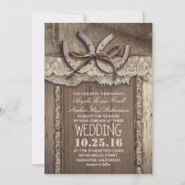 Rustikale Hufeisen und Burlap Lace Wedding Einladung