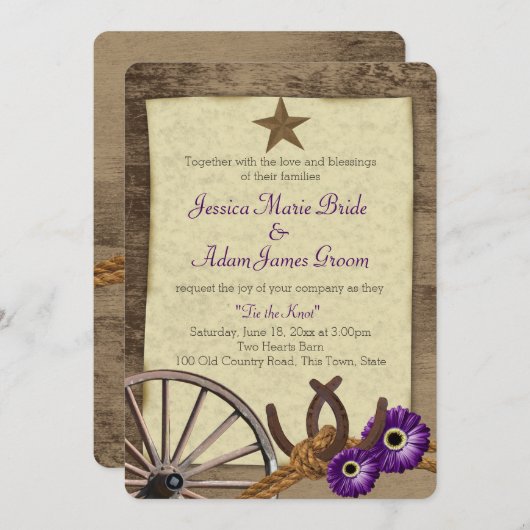 Rustikale Hufeisen und Gerbera Daisy Einladung (Vorne/Hinten)