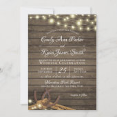 Rustikale Hufeisen und Rosenholz und Lichter Einladung (Vorderseite)