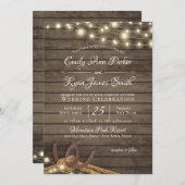 Rustikale Hufeisen und Rosenholz und Lichter Einladung (Vorne/Hinten)