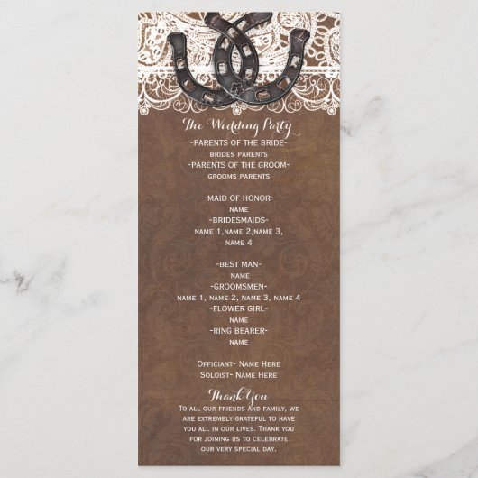 Rustikale Hufeisen und Spitzen-Western Programm (Rückseite)