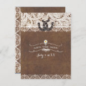 Rustikale Hufeisen und Spitzenland SAVE THE DATE Ankündigungspostkarte (Vorne/Hinten)