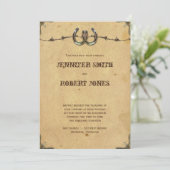 Rustikale Hufeisen zum Hochzeitsempfang Einladung (Stehend Vorderseite)