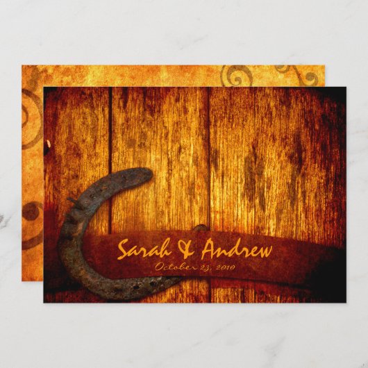 Rustikale Hufeisenhochzeit Einladung (Vorne/Hinten)