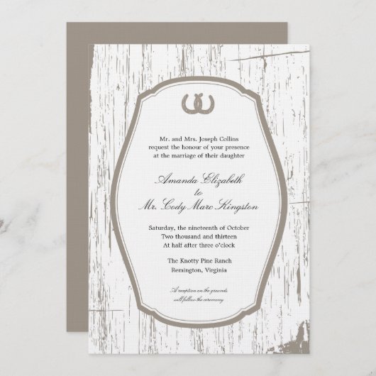 Rustikale Hufeisenverheiratung Einladung (Vorne/Hinten)