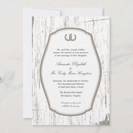 Rustikale Hufeisenverheiratung Einladung (Vorderseite)