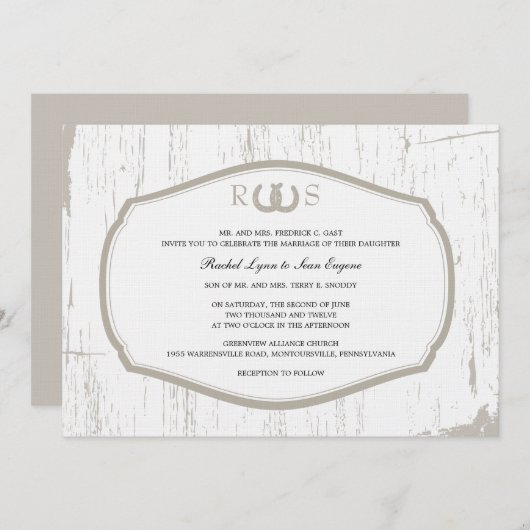 Rustikale Hufeisenverheiratung Einladung (Vorne/Hinten)