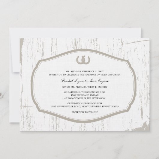 Rustikale Hufeisenverheiratung Einladung (Vorderseite)