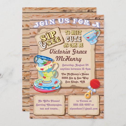 Rustikale Hüfte und neue Baby-Einladung Einladung (Vorne/Hinten)