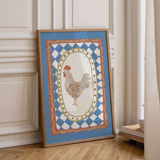 Rustikale Hühner-Illustration Poster