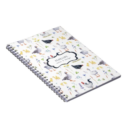 Rustikale Hühner | Monogram-Notebook Notizblock (Rechte Seite)