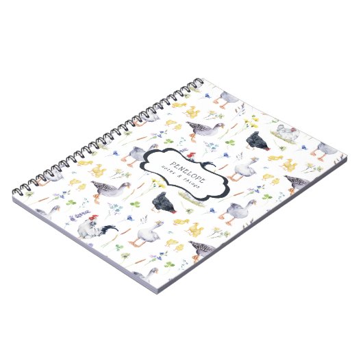 Rustikale Hühner | Monogram-Notebook Notizblock (Linke Seite)