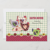Rustikale Hühner und Rooster Design Osterfeier Einladung (Vorderseite)