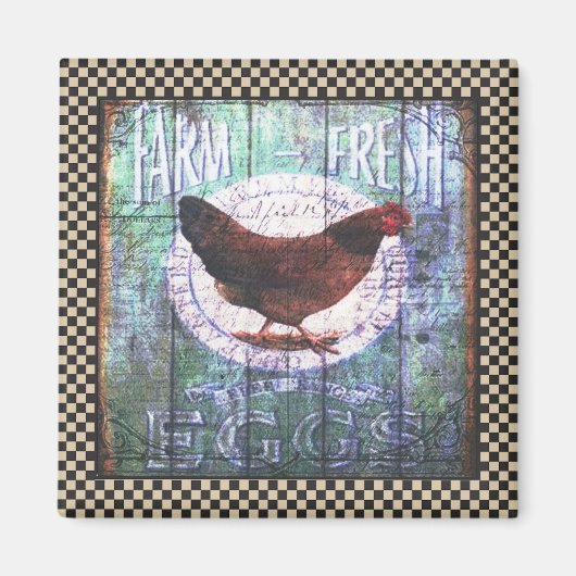 Rustikale Hühnerfarm Frische Eier Ephemera Magnet (Vorne)