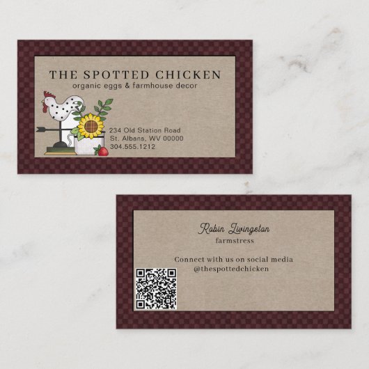Rustikale Hühnerfarm Frische Eier Visitenkarte (Vorne/Hinten)
