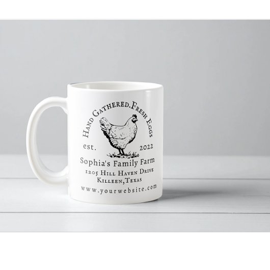 Rustikale Hühnerfarm Geschäft Schwarze Text Tasse