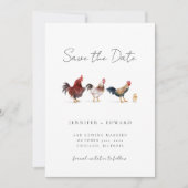 Rustikale Hühnerhochzeit rettet das Datum Save The Date (Vorderseite)