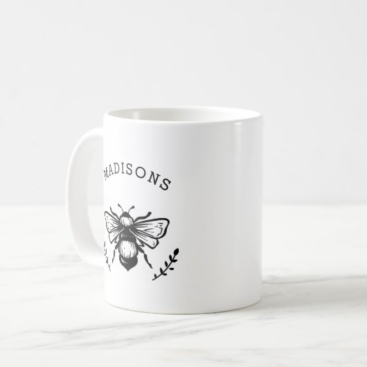 Rustikale Hummel Personalisiert Schwarz/Weiß Kaffeetasse (Vorderseite Links)