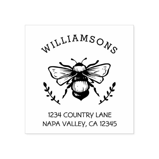 Rustikale Hummel | Rücksendeadresse von Familienna Gummistempel (Prägung)