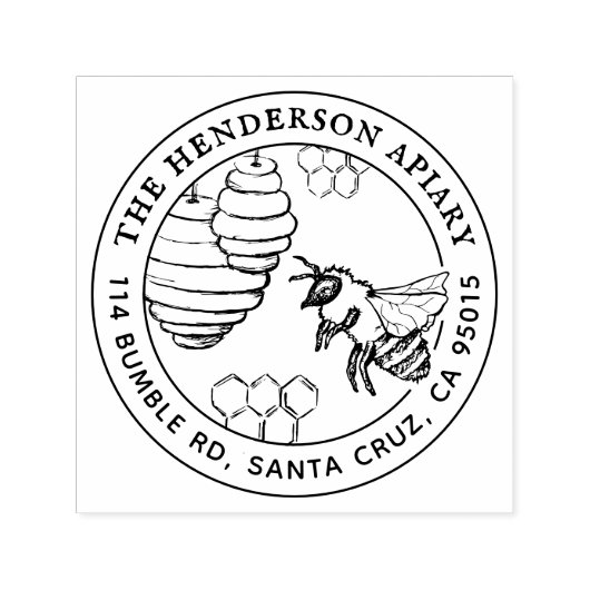 Rustikale Hummelblume Sketch Runde Rücksendeadress Permastempel (Design)