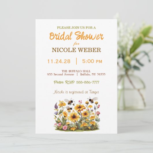 Rustikale Hummeldusche Einladung (Stehend Vorderseite)