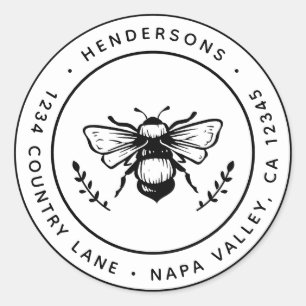 Rustikale Hummelrunde Rücksendeadresse Runder Aufkleber