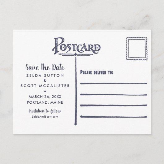 Rustikale Hummerhochzeit rettet das Datum Ankündigungspostkarte (Rückseite)