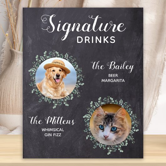 Rustikale Hundeschrift Drinks Haustier Hochzeitcoc Poster