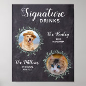 Rustikale Hundeschrift Drinks Haustier Hochzeitcoc Poster (Vorne)