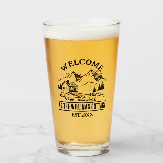 Rustikale Hütte Campingplatz Personalisiert Famili Glas (Vorne (Gefüllt))