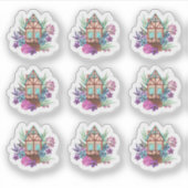 Rustikale Hütte Chic Floral Kabine Wasserfarbensch Aufkleber (Vorderseite)