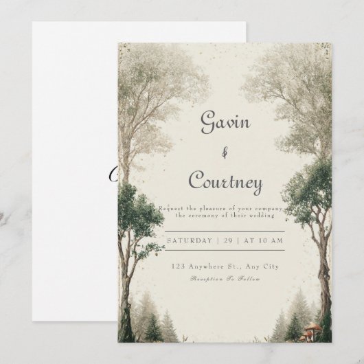 Rustikale Hütte Einladung (Vorne/Hinten)