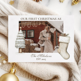 Rustikale Hütte Erstes Weihnachtskuchen Foto Feiertagskarte