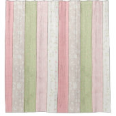 Rustikale Hütte Grün und Rosa Blumenholz Chic Duschvorhang (Vorderseite)