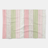 Rustikale Hütte Grün und Rosa Blumenholz Chic Geschirrtuch (Horizontal)