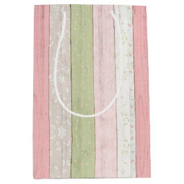 Rustikale Hütte Grün und Rosa Blumenholz Chic Mittlere Geschenktüte