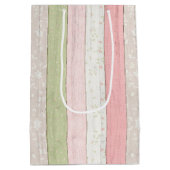 Rustikale Hütte Grün und Rosa Blumenholz Chic Mittlere Geschenktüte (Rückseite)