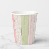 Rustikale Hütte Grün und Rosa Blumenholz Chic Pappbecher (Rückseite)