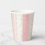 Rustikale Hütte Grün und Rosa Blumenholz Chic Pappbecher (Rechts)