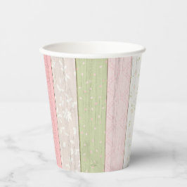 Rustikale Hütte Grün und Rosa Blumenholz Chic Pappbecher