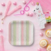 Rustikale Hütte Grün und Rosa Blumenholz Chic Pappteller (Party)