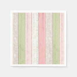 Rustikale Hütte Grün und Rosa Blumenholz Chic Serviette
