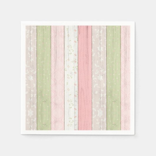 Rustikale Hütte Grün und Rosa Blumenholz Chic Serviette (Vorderseite)