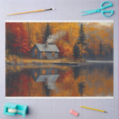 Rustikale Hütte Herbst am Entdeckungssee Seidenpapier (Basteln)