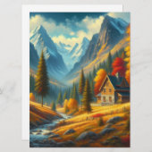 Rustikale Hütte, Herbst Feiertagskarte (Vorne/Hinten)